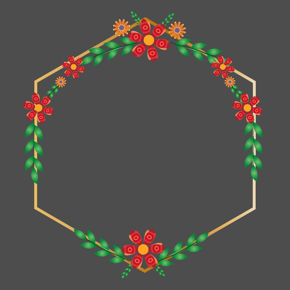 cadre hexagonal de fleurs vecteur