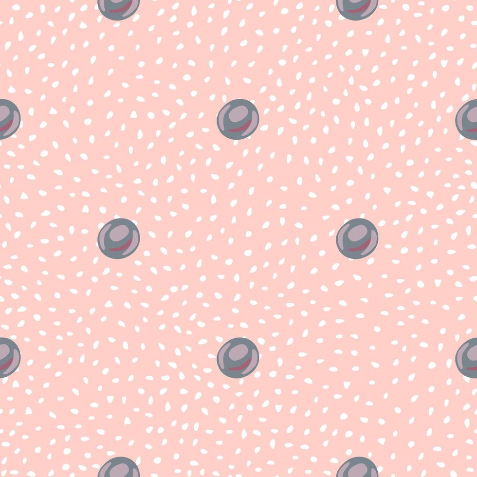 petit motif stylisé sans couture de perles violettes. imprimé océan minimaliste créatif avec fond pointillé rose. vecteur