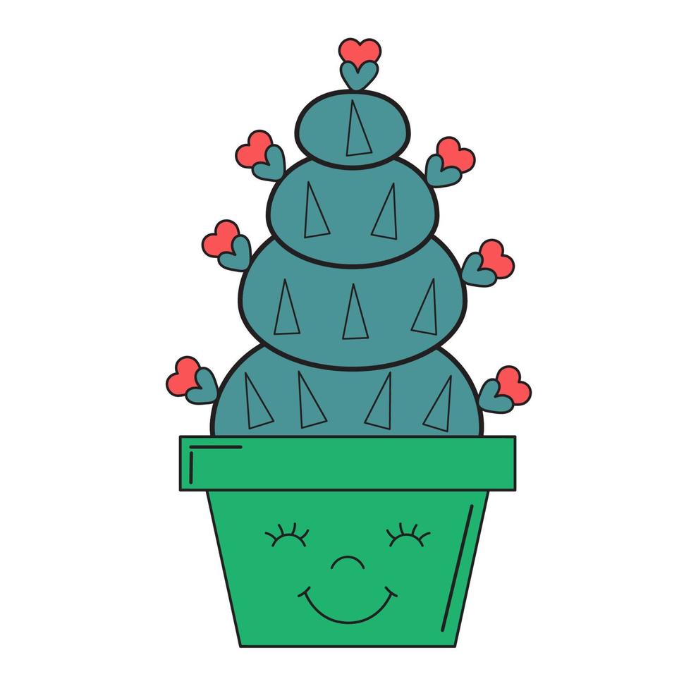 jolis cactus succulents en pot avec un visage souriant. illustrations vectorielles dessinées à la main dans un style de dessin animé plat moderne et tendance. vecteur