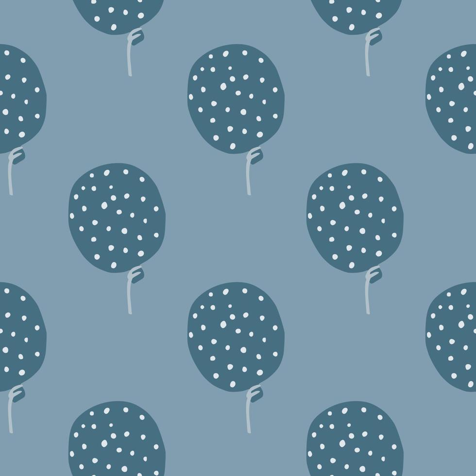 modèle sans couture pâle foncé avec des silhouettes en pointillés de ballons. illustration d'anniversaire de vacances palette bleu marine. vecteur