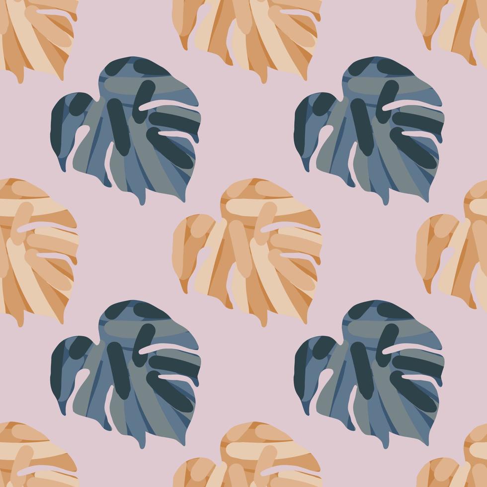 monstera laisse un motif tropical sans couture. fond d'écran sans fin de feuille de palmier. vecteur