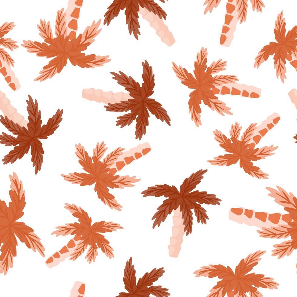 modèle sans couture de paradis avec ornement tropique de palmier orange doodle. toile de fond isolée. imprimé nature d'été. vecteur