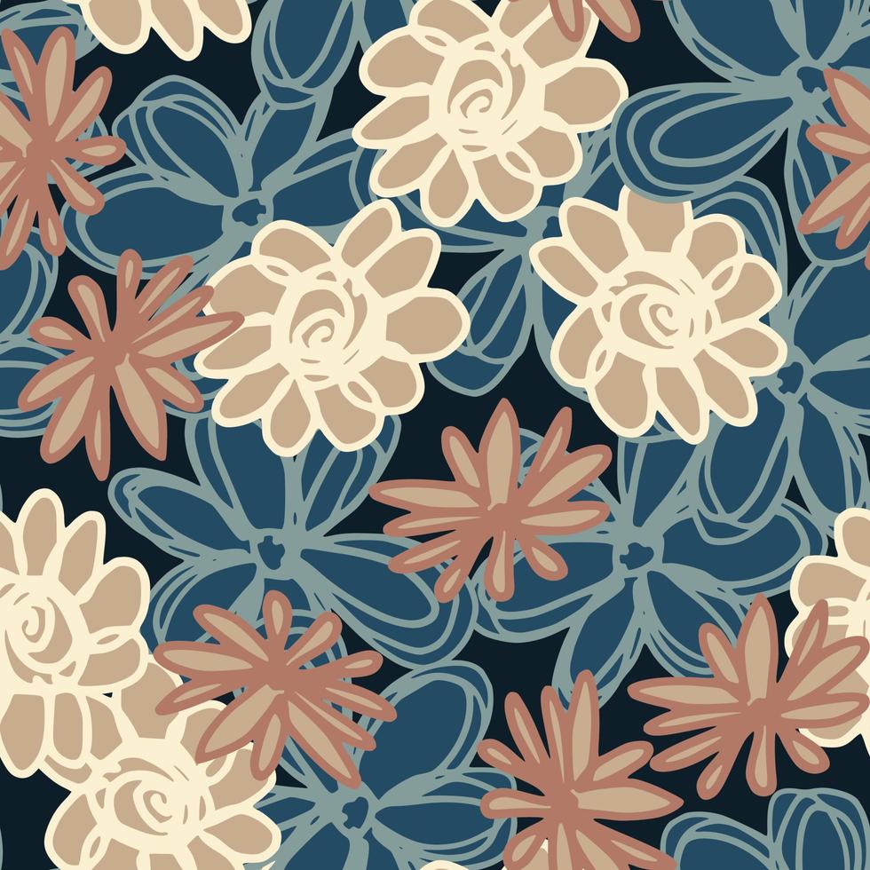 modèle sans couture de belles fleurs dans un style vintage. fond d'écran floral sans fin dessiné à la main. vecteur