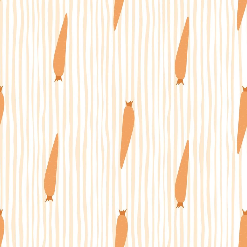 joli motif sans couture de carotte orange sur fond de rayures. papier peint botanique. vecteur