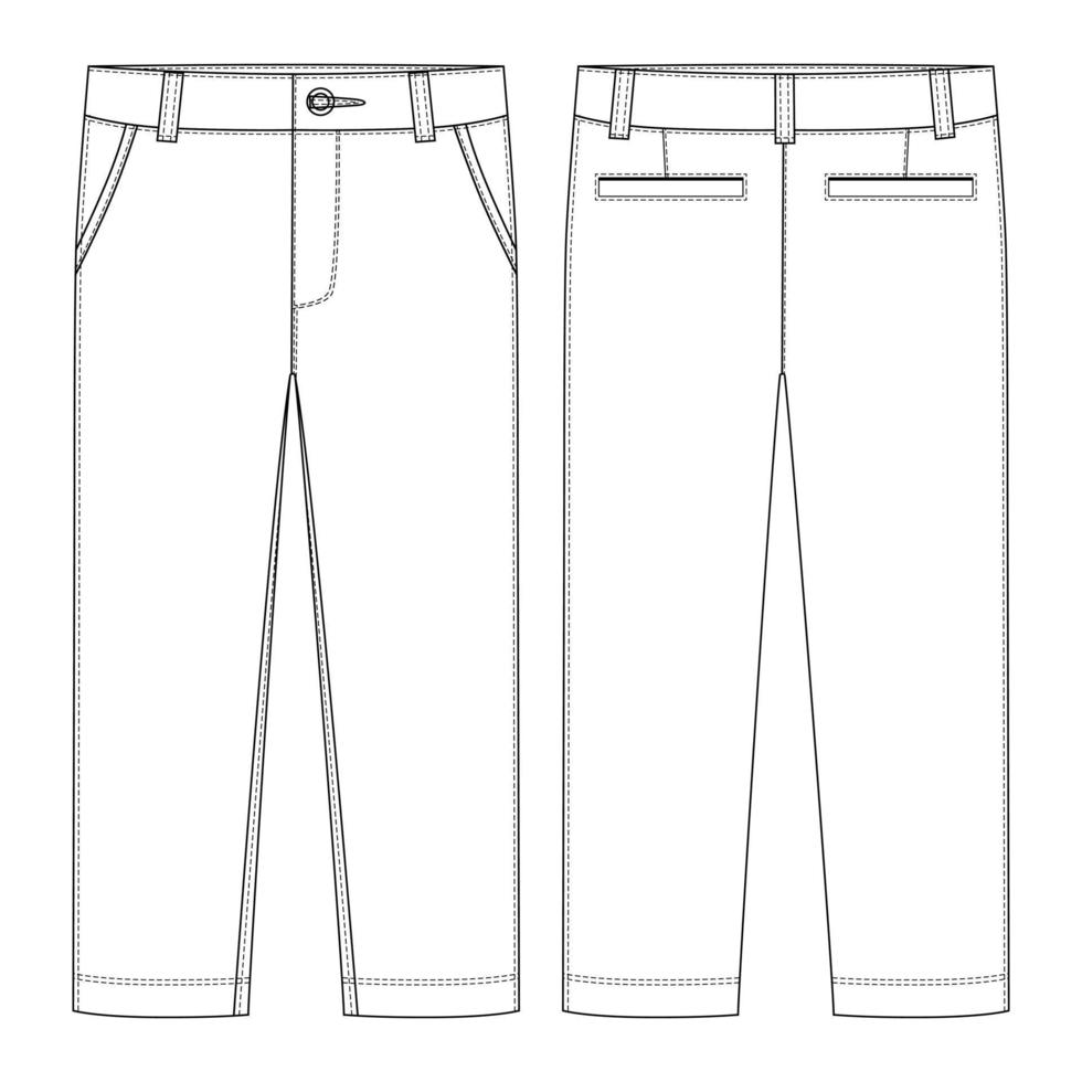 pantalon masculin. modèle de conception de pantalons pour enfants. croquis technique du pantalon. vecteur