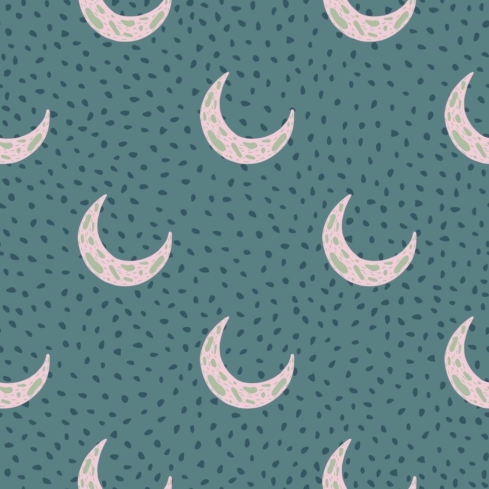 modèle sans couture d'ornement de lune islam de couleur grise. symbole traditionnel sur fond pointillé turquoise. vecteur
