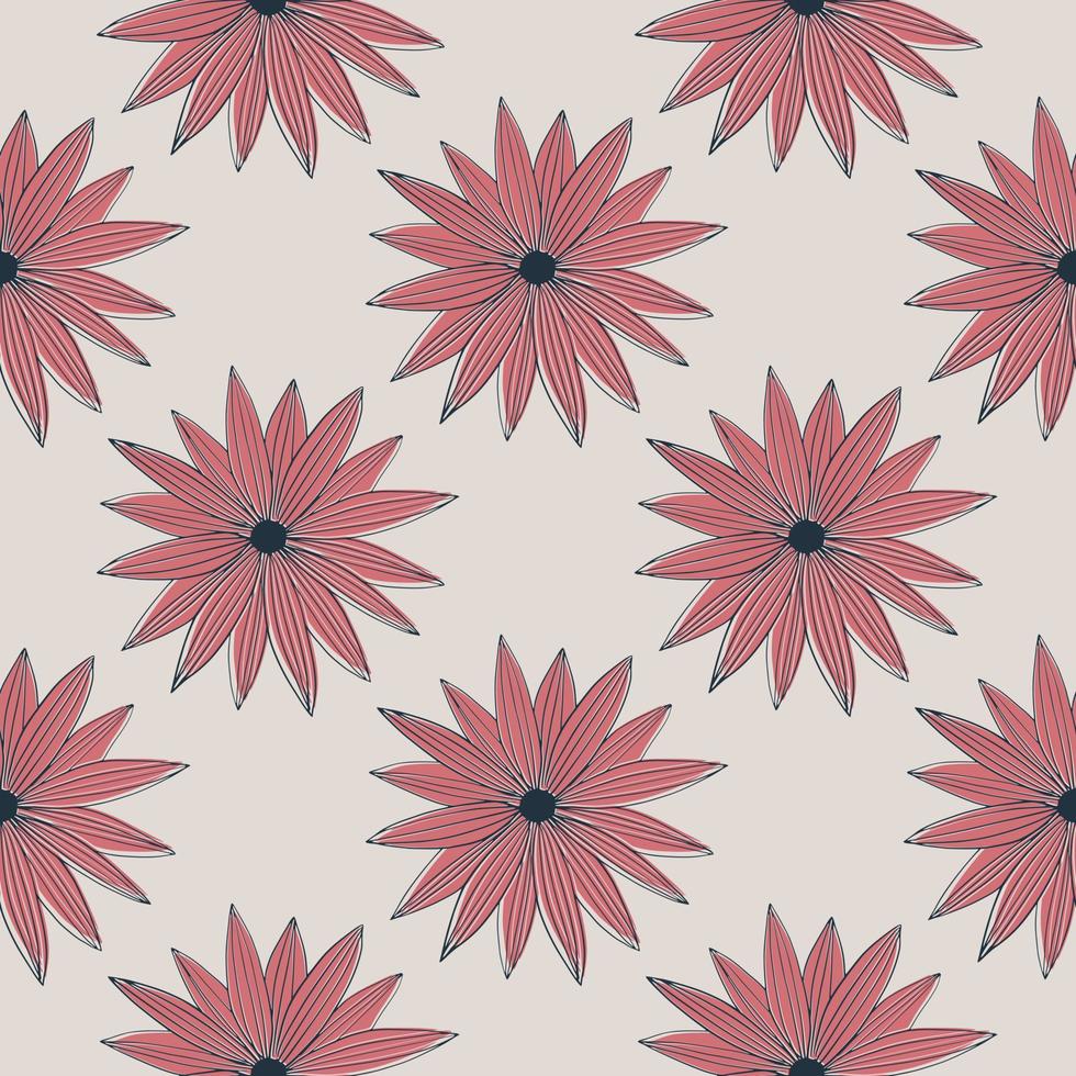 motif sans couture de marguerite de bourgeon d'art de ligne créative sur fond gris clair. papier peint floral géométrique vecteur