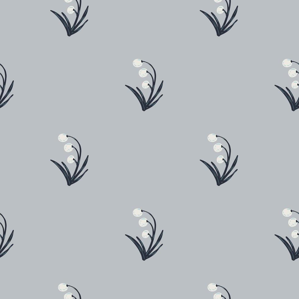 modèle sans couture minimaliste avec des éléments de baies blanches de forêt pâle. fond gris. décor dessin animé vintage artwork. vecteur