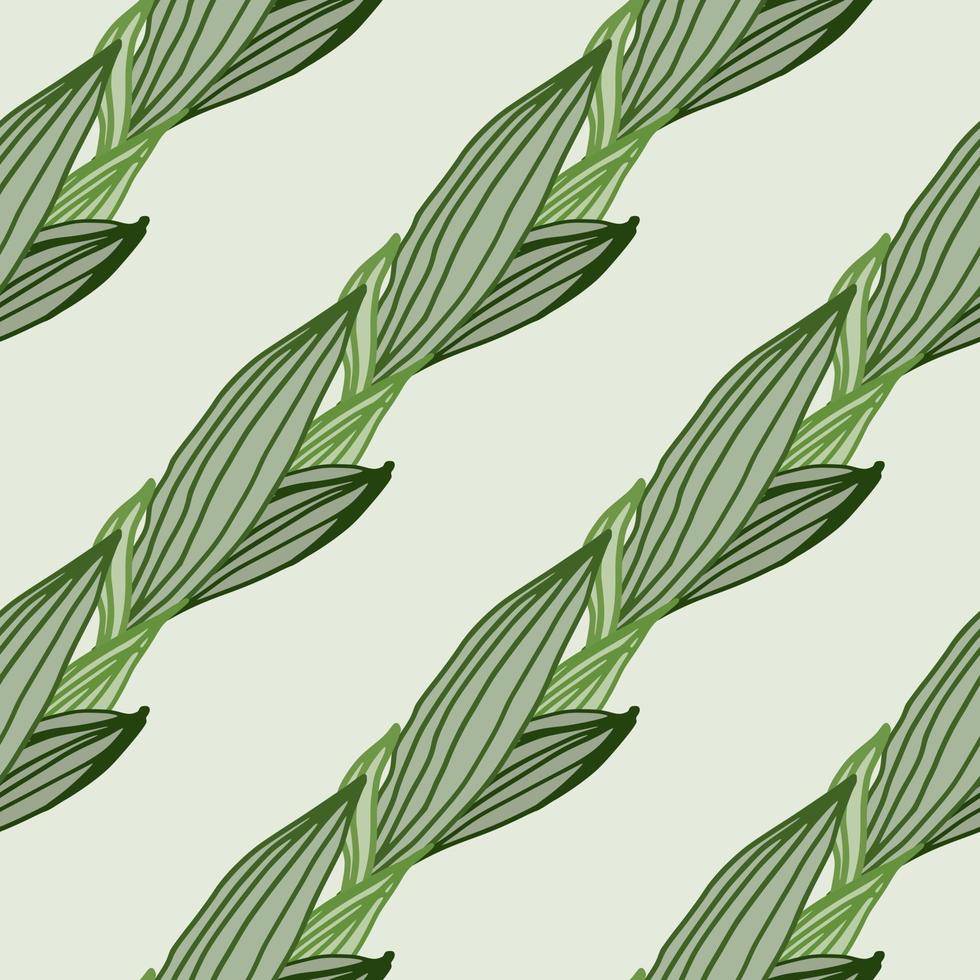les feuilles abstraites forment un motif sans couture sur fond vert. ornement sans fin de feuille d'art en ligne. papier peint botanique. vecteur