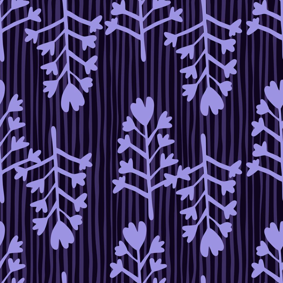 motif botanique sans soudure avec des éléments de fleurs et de branches. fond sombre avec des bandes et des éléments bleus. vecteur