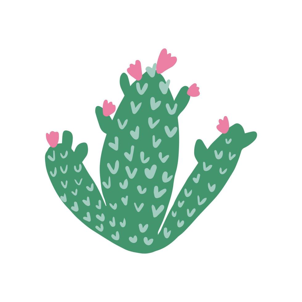 joli cactus vert épineux. fleur de cactus isolé sur fond blanc. cactus dans un style doodle. vecteur