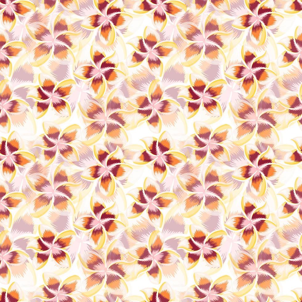 modèle sans couture de plumeria fleur exotique. fond d'écran de fleurs d'hibiscus tropicales. vecteur