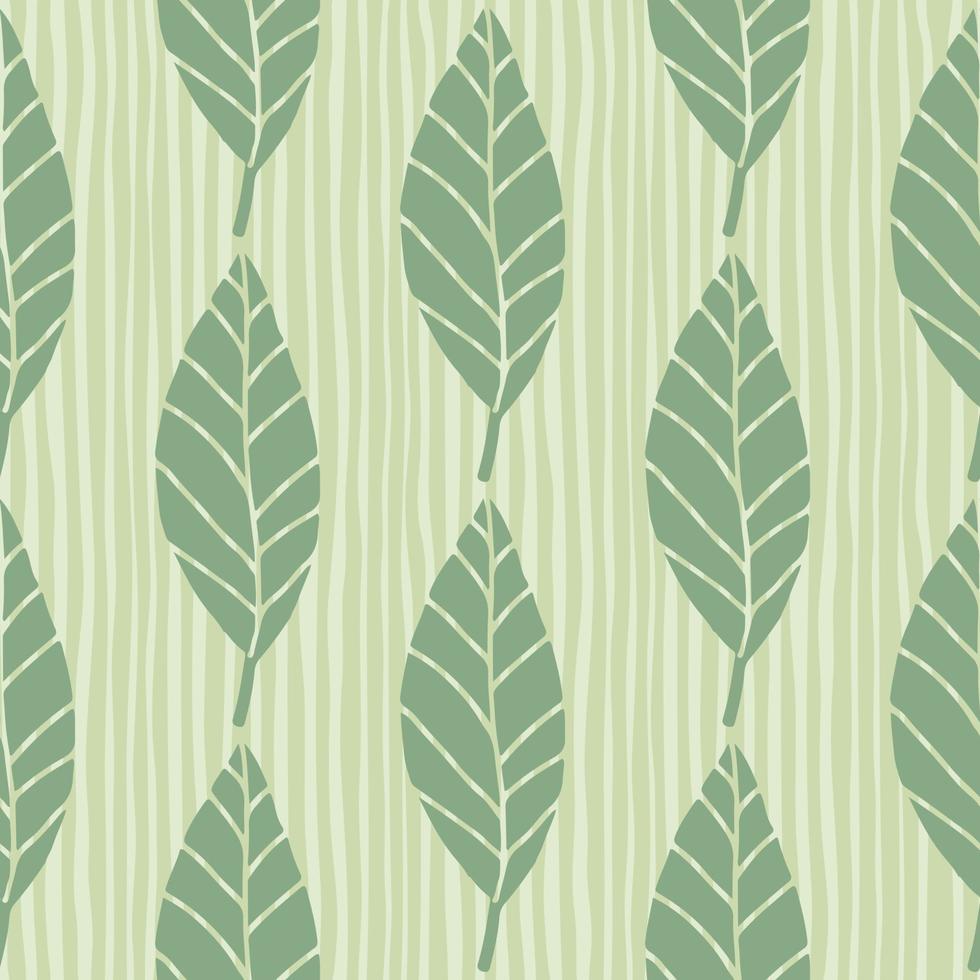 motif botanique sans couture avec des feuilles aux couleurs vert pastel. fond blanc avec des bandes. toile de fond fleurie. vecteur