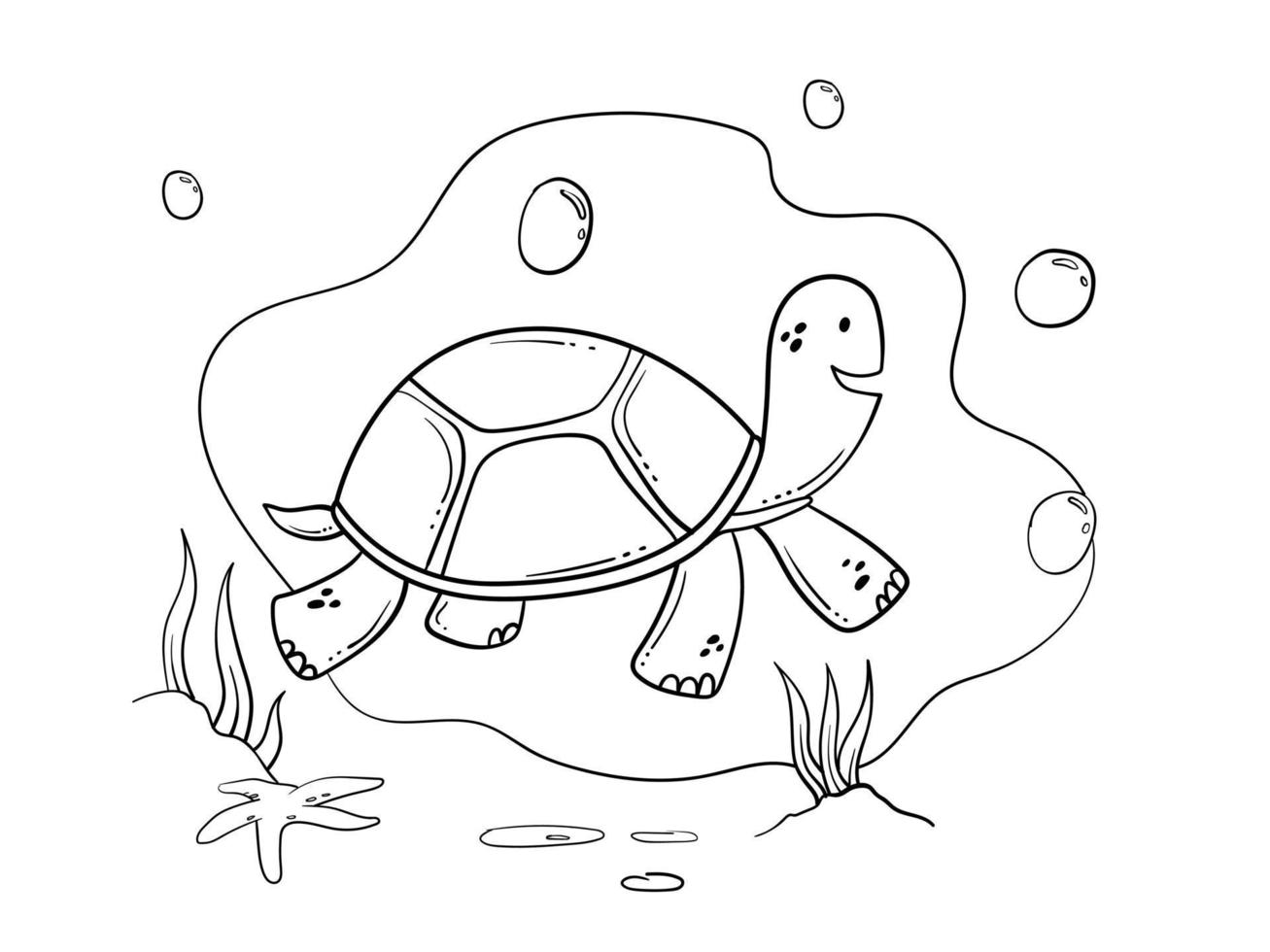 illustration de contour de tortue dessinée à la main vecteur