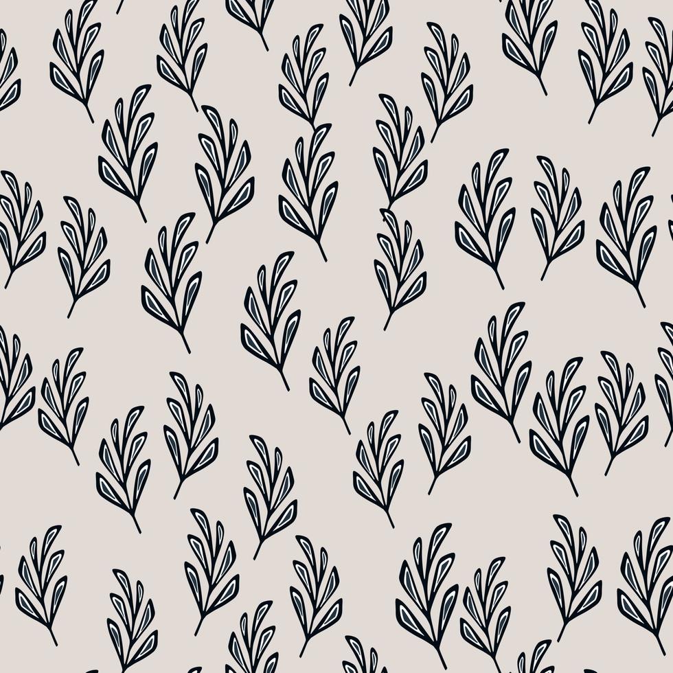 feuillage géométrique branches petit motif aléatoire sans soudure. fond gris. imprimé botanique bleu marine. vecteur