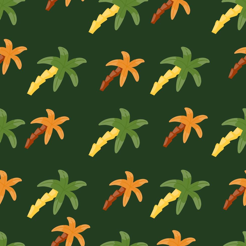motif exotique harmonieux dessiné à la main avec ornement de palmier botanique vert et orange. fond pastel. vecteur