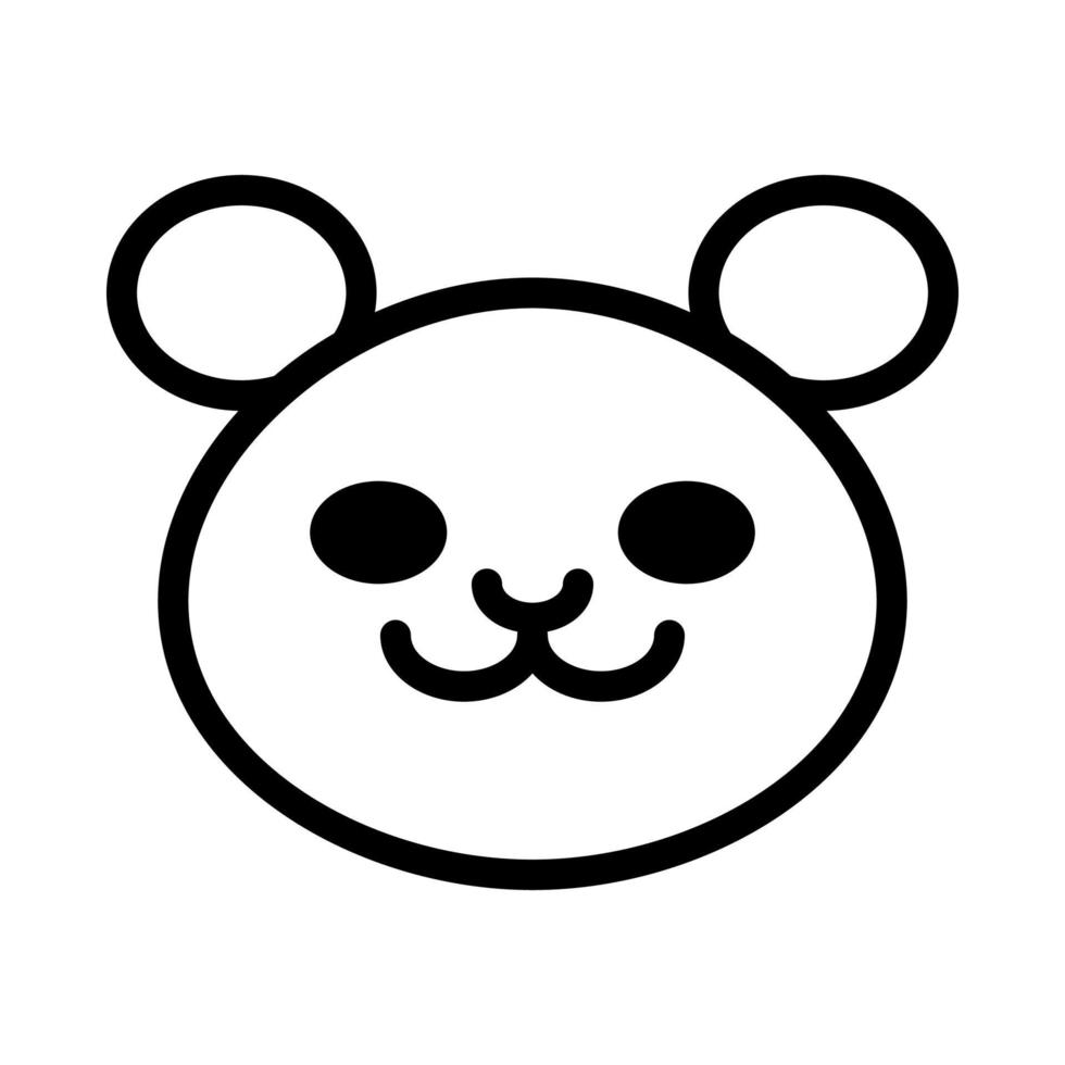 L'icône de panda est une icône d'animal très mignonne avec un style minimaliste mais extraordinaire, très adaptée à la conception d'applications et à d'autres conceptions graphiques. il convient également aux créations sur le thème des enfants. vecteur