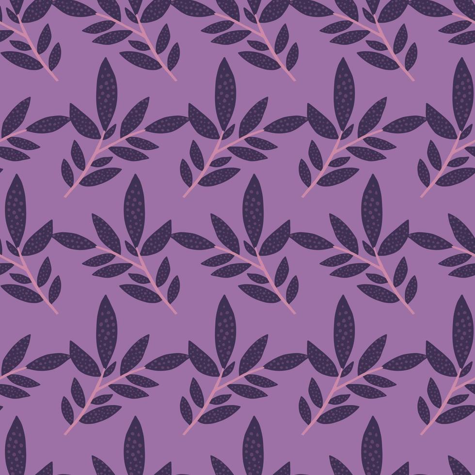 branches violettes de modèle sans couture dessinés à la main avec des feuilles. décor d'ornement de feuillage décoratif. papier peint sans fin de feuille. vecteur