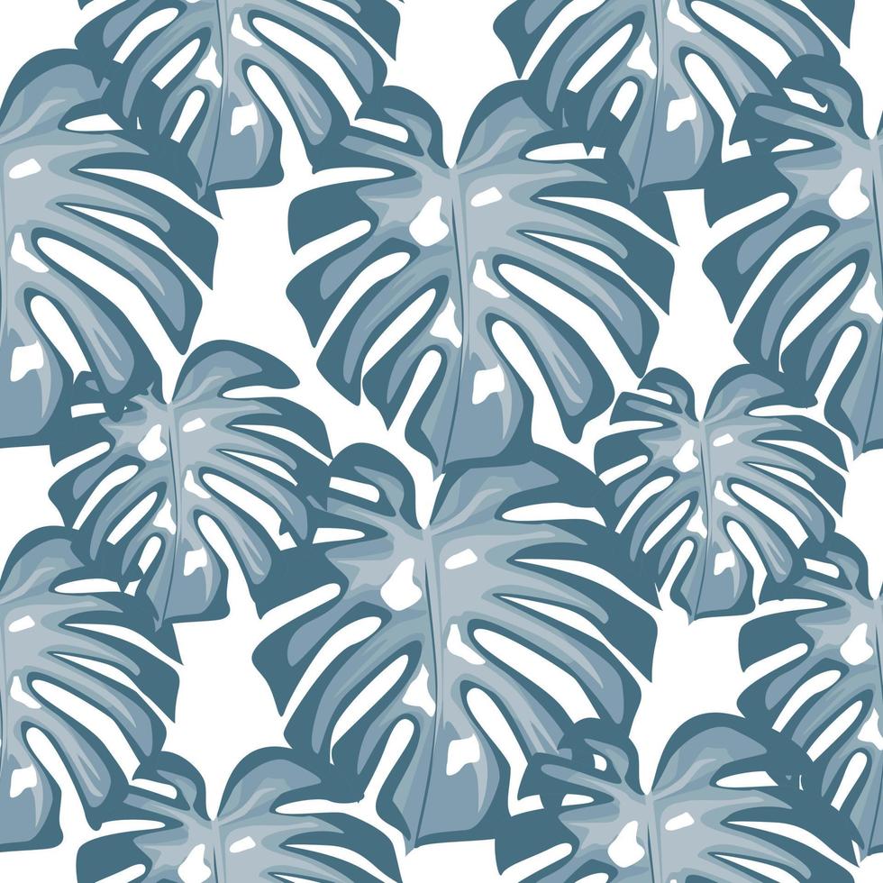 feuilles bleues modèle sans couture de monstera. papier peint tropical. vecteur