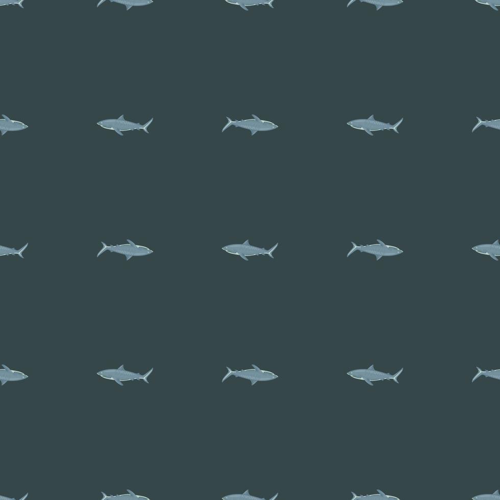 modèle sans couture requin tigre fond vert foncé. gris texturé de poissons marins à toutes fins. vecteur