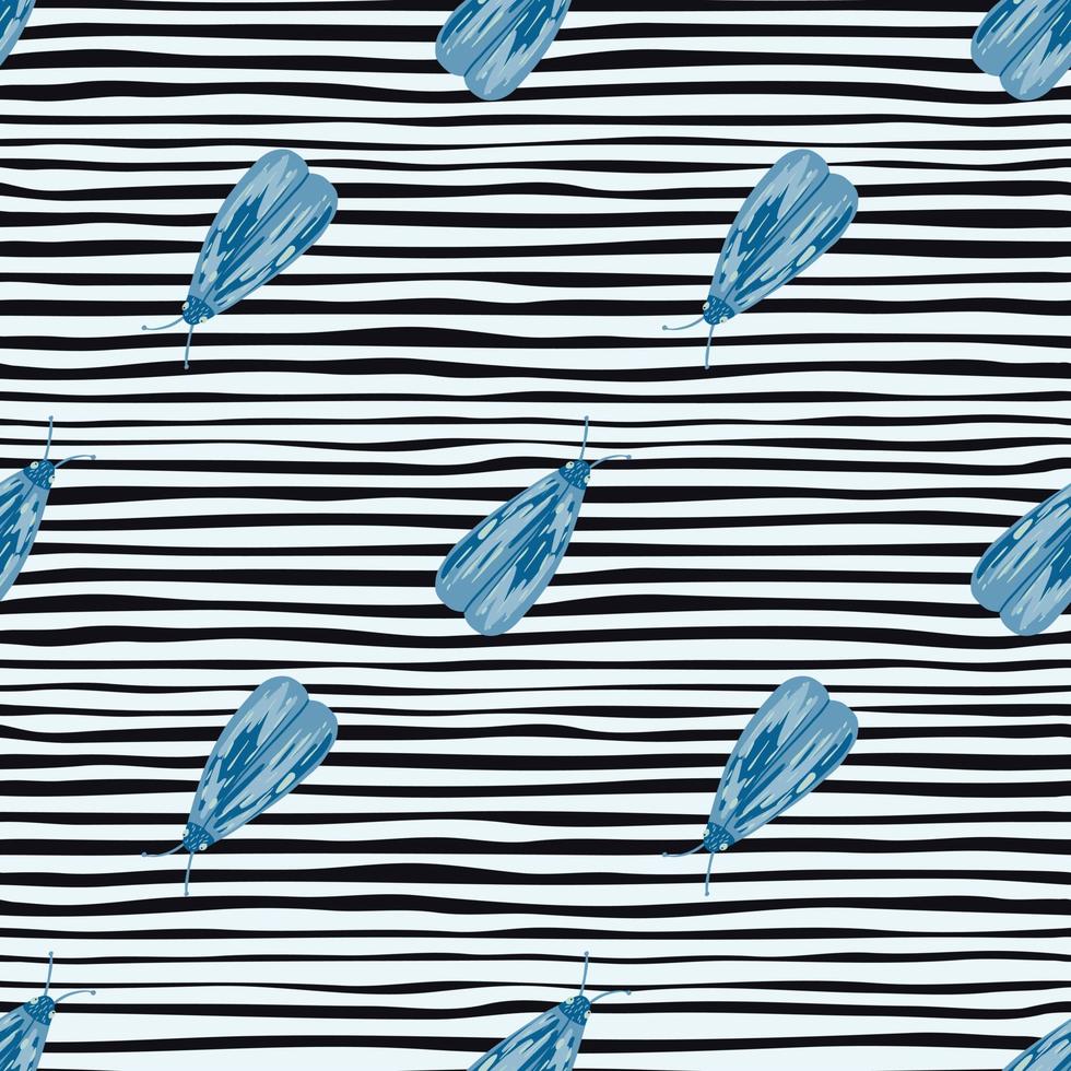 motif sans couture d'ornement de taupes bleues diagonales. oeuvre d'insecte stylisée avec fond monochrome dépouillé. vecteur