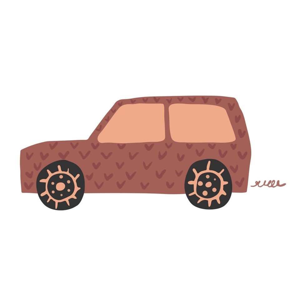 petite voiture suv de style doodle. transport automobile d'enfants mignons. vecteur