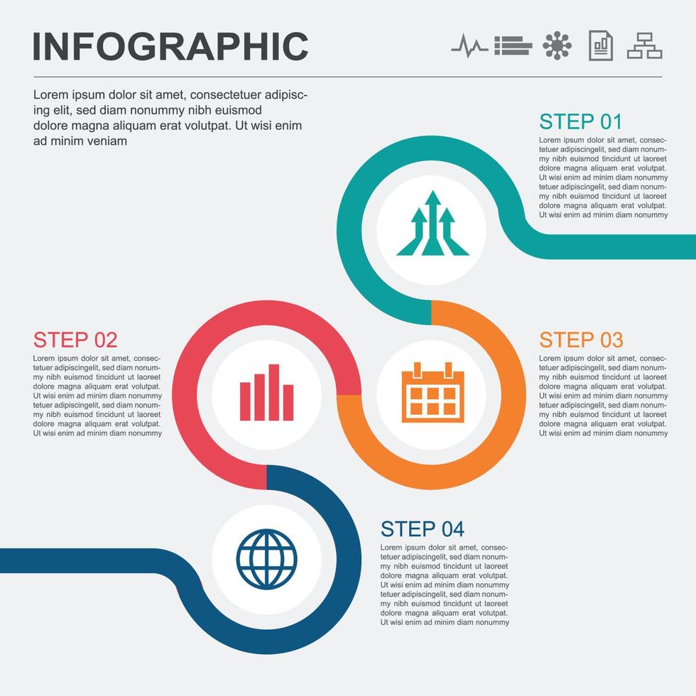 infographie quatre étapes graphique d'affaires vecteur