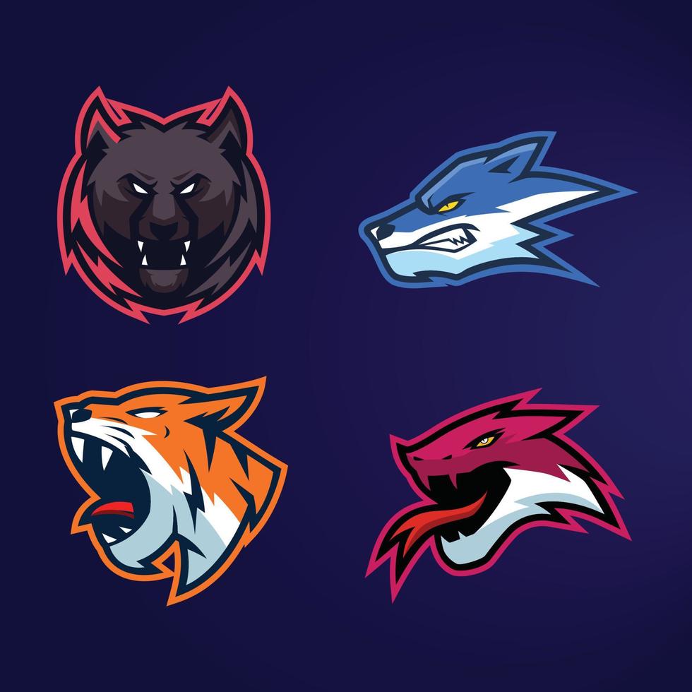 la collection logo esports modèles d'animaux vecteur