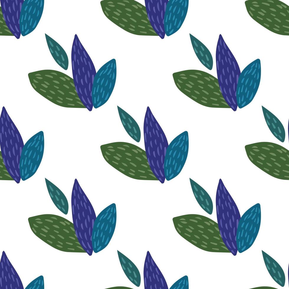 motif floral diagonal sans couture avec feuilles vertes et bleues. conception isolée avec fond blanc. vecteur