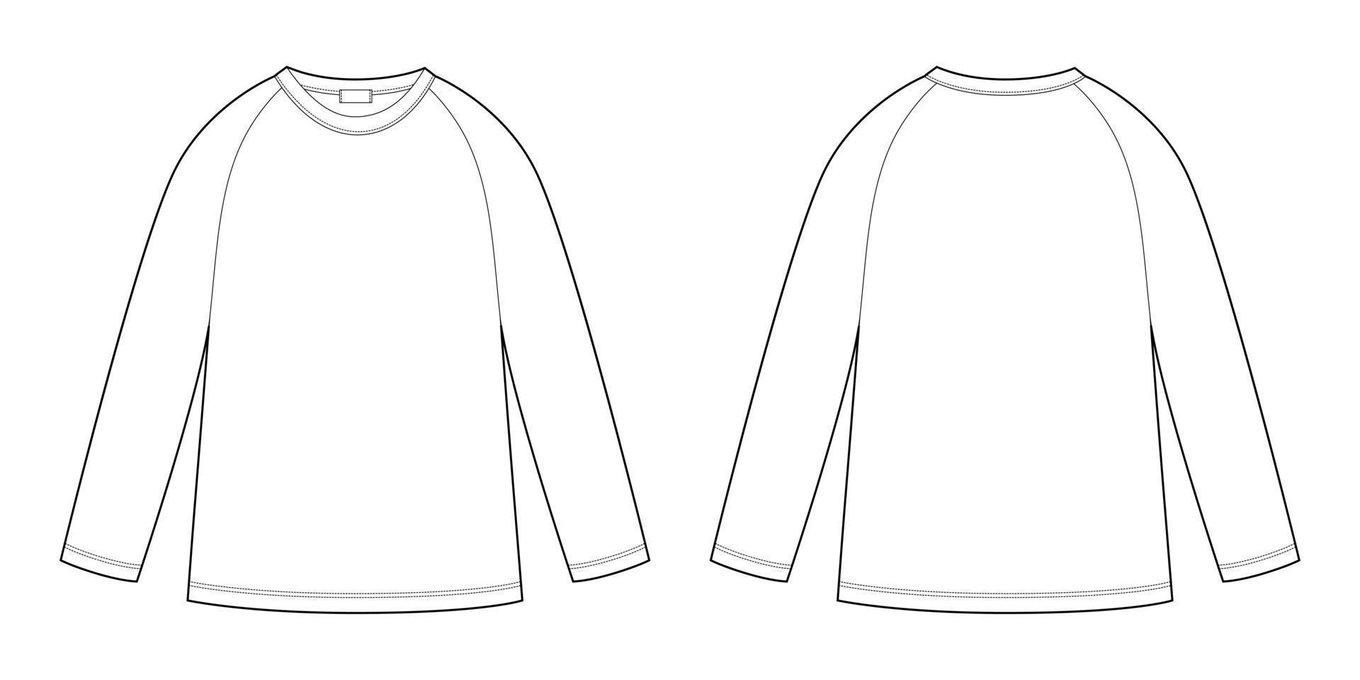 sweat raglan croquis technique enfant. les enfants portent un modèle de conception de cavalier isolé sur fond blanc. vecteur