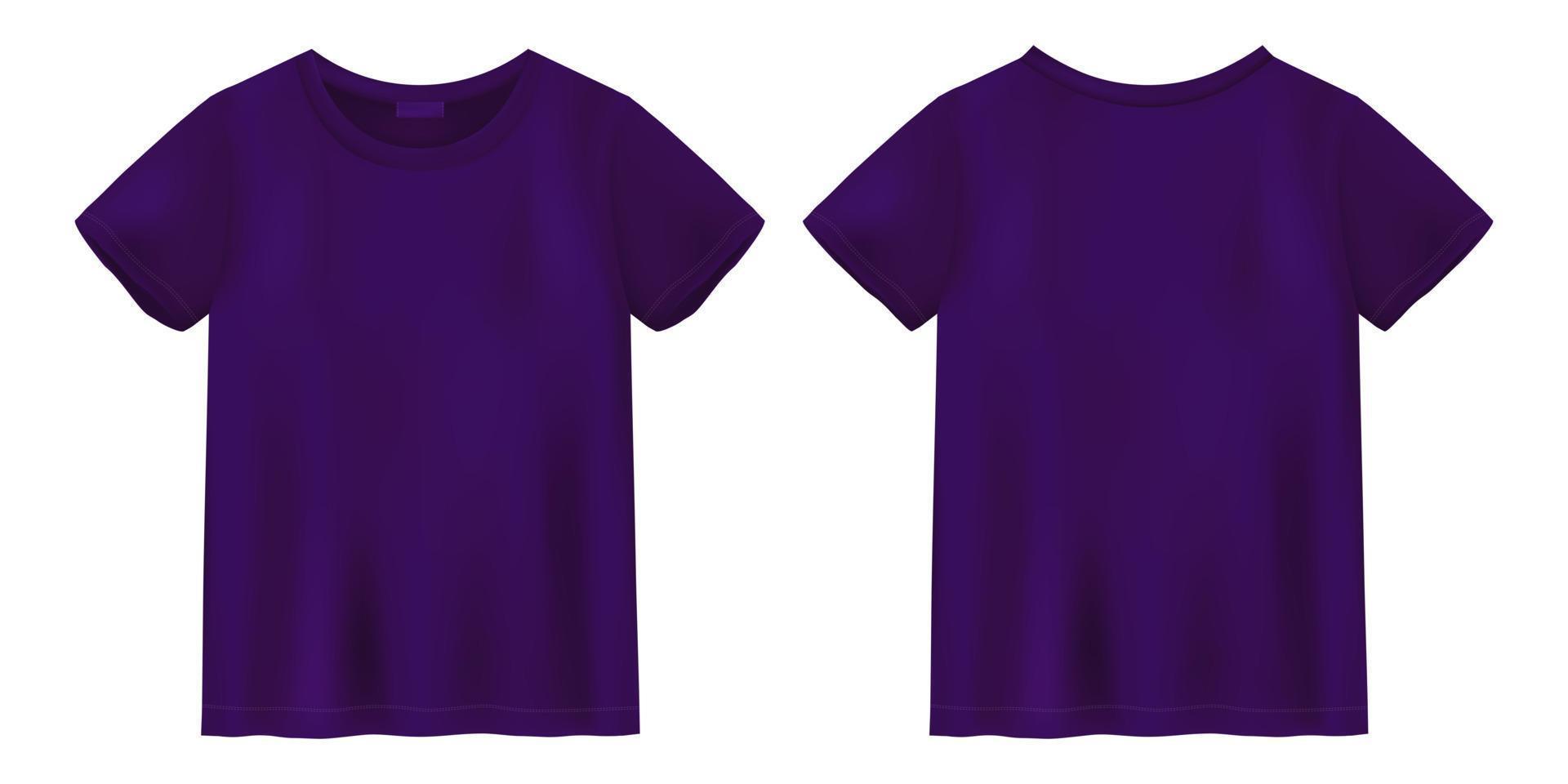 maquette de t-shirt violet unisexe. modèle de conception de t-shirt. vecteur