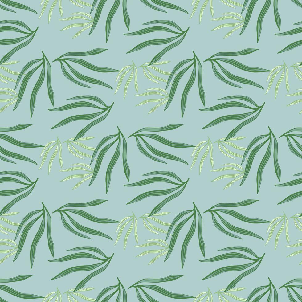 modèle sans couture de feuilles tropicales modernes. feuille tropique sur fond bleu. vecteur