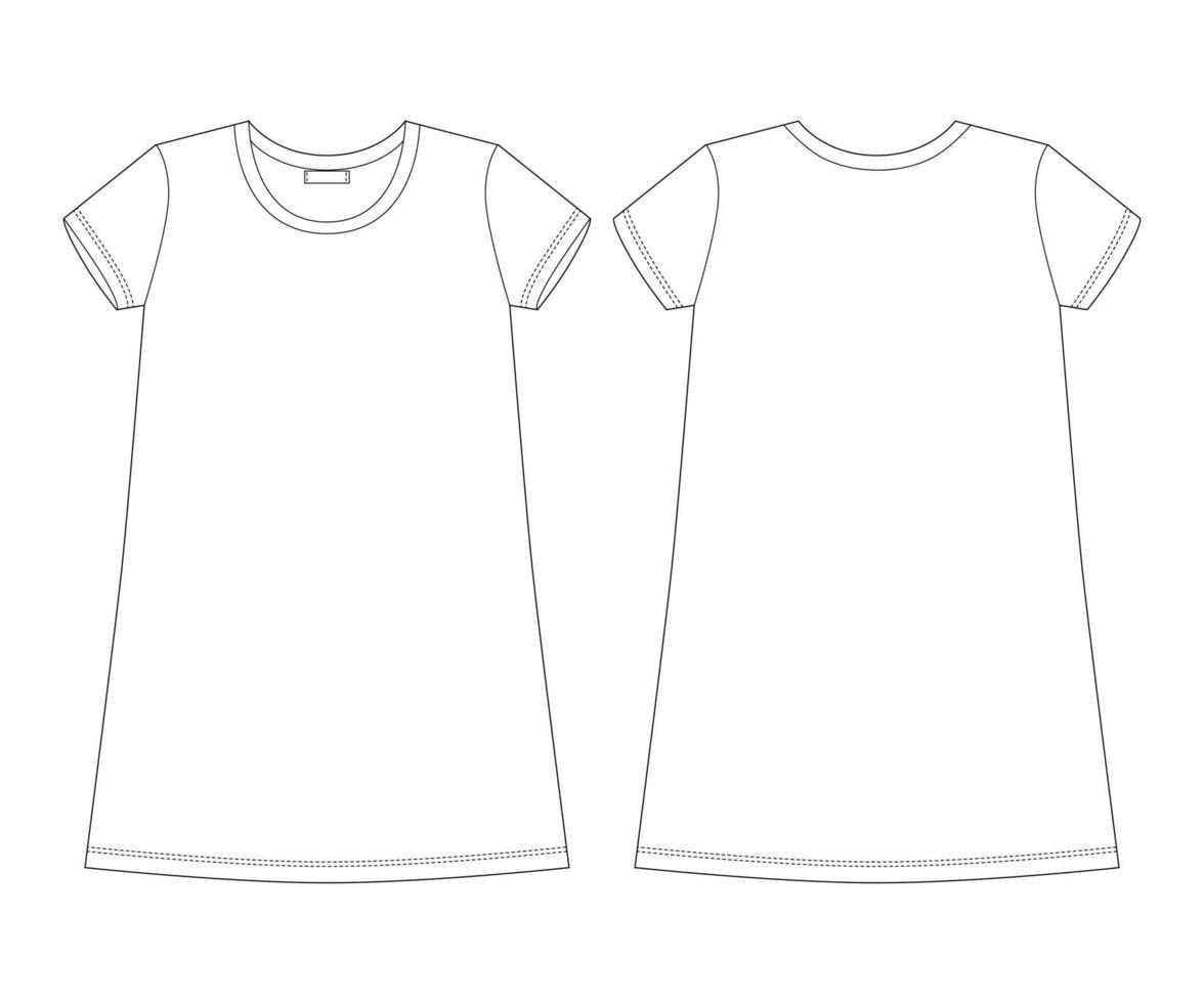 croquis technique de la chemise en coton. chemise de nuit pour femme. illustration vectorielle de vêtements de nuit. vecteur