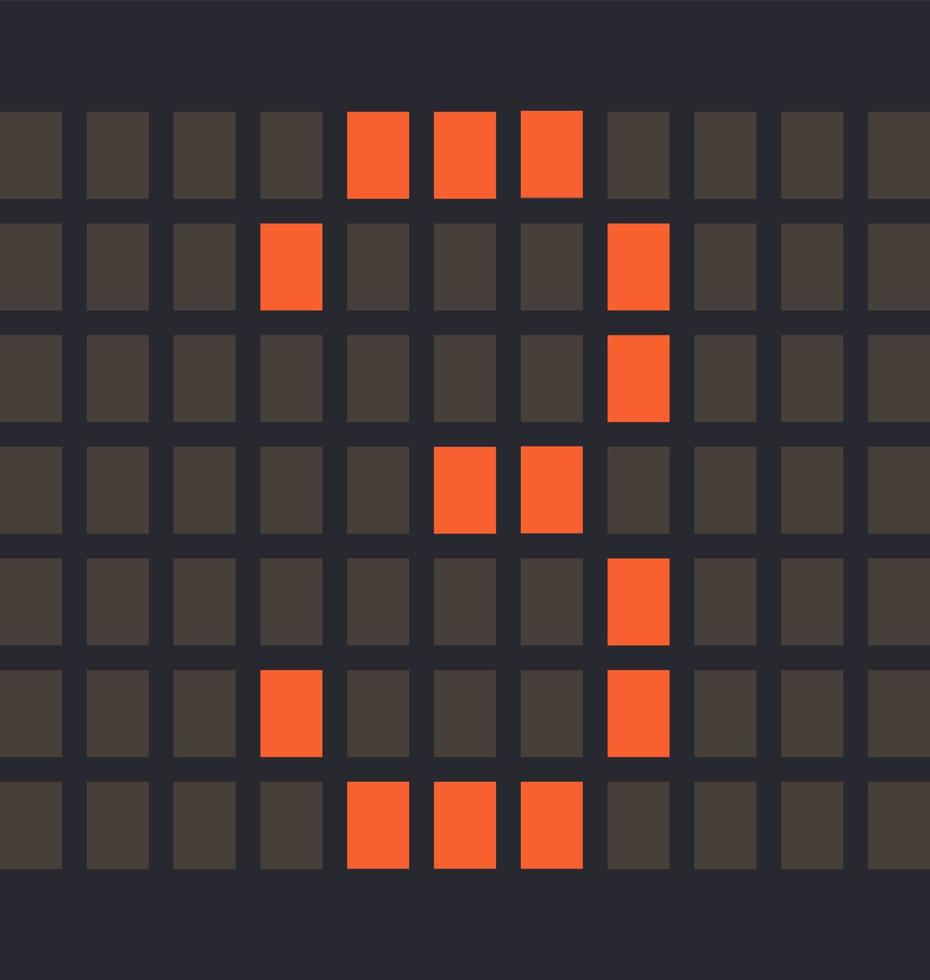 numéro numérique 3, couleur orange led et fond sombre, illustration vectorielle vecteur