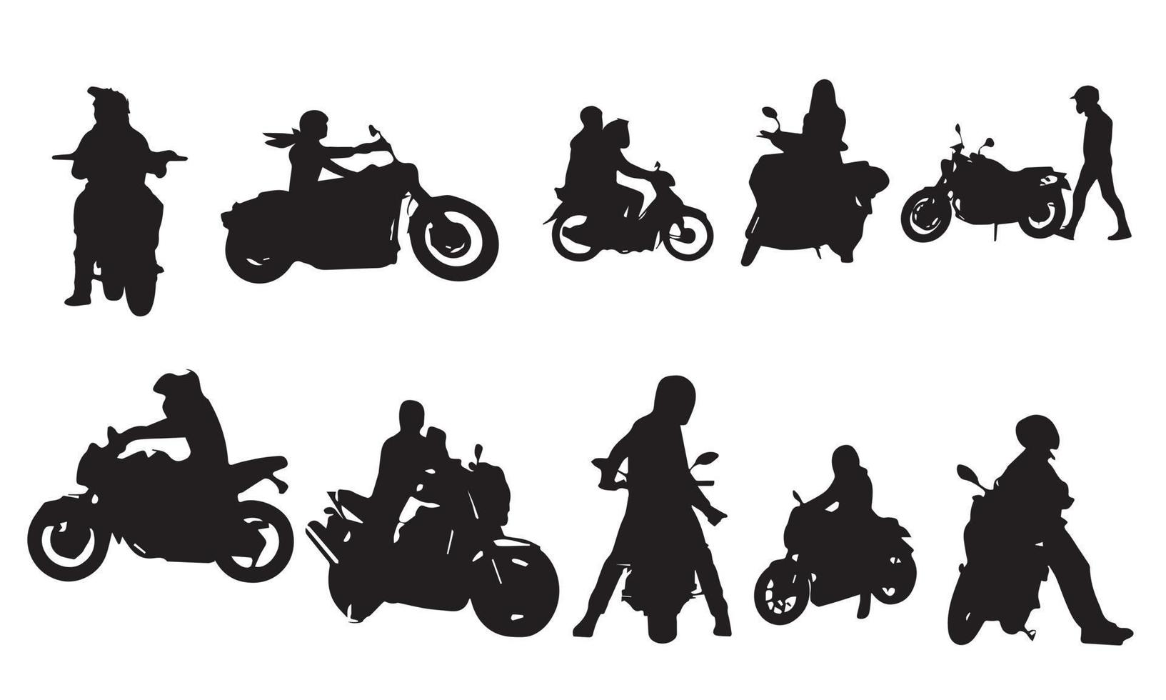 personnes à moto vector illustration design collection noir et blanc