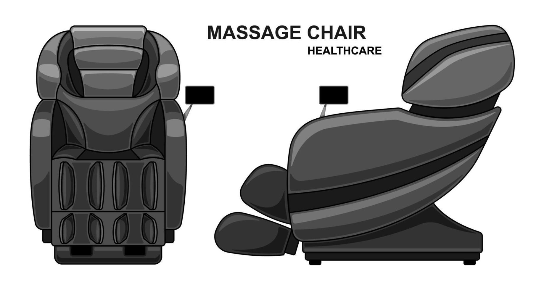 chaise de massage noir dessin animé réaliste isolé fond blanc vecteur