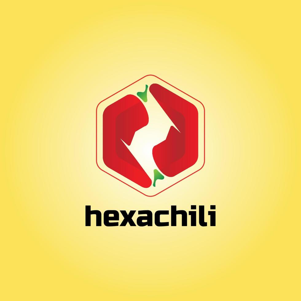 le logo chili en forme d'hexagone convient aux entreprises culinaires, aux restaurants et aux sauces chili vecteur