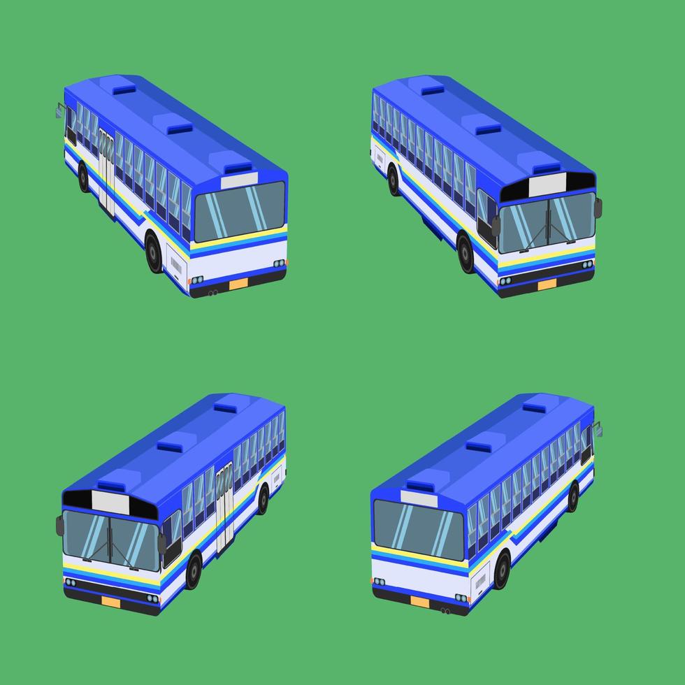 vue de dessus du petit autobus bleu blanc de thaïlande. illustration vectorielle eps10 vecteur