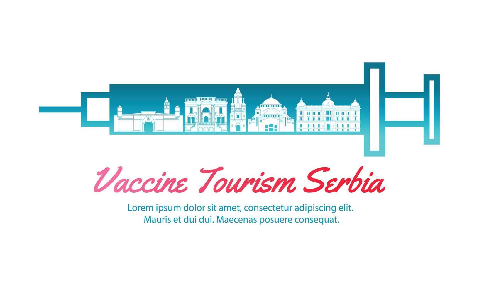 concept art de voyage du tourisme vaccinal de la serbie vecteur