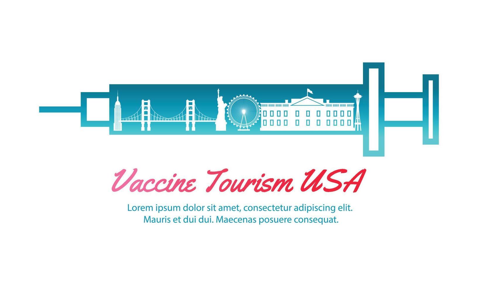 concept art de voyage du tourisme vaccinal des états-unis vecteur