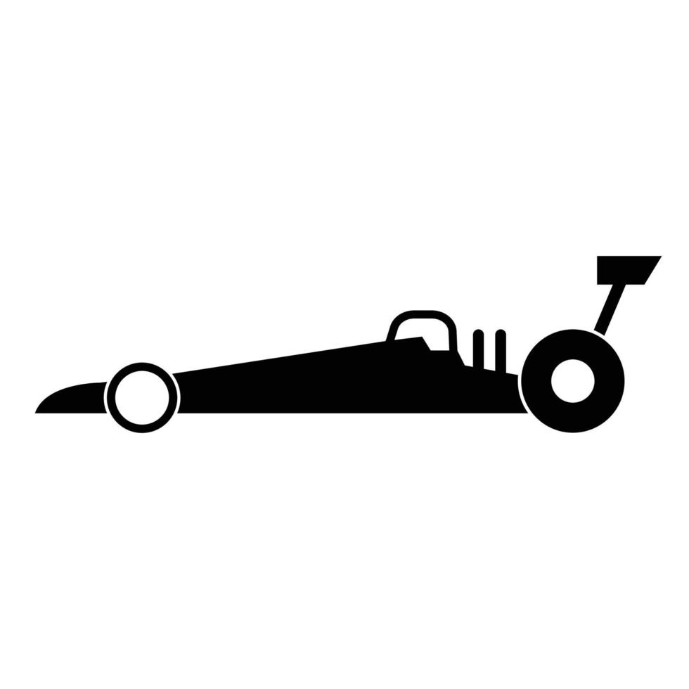 conception d'icône silhouette noire de voiture de course de dragsters vecteur