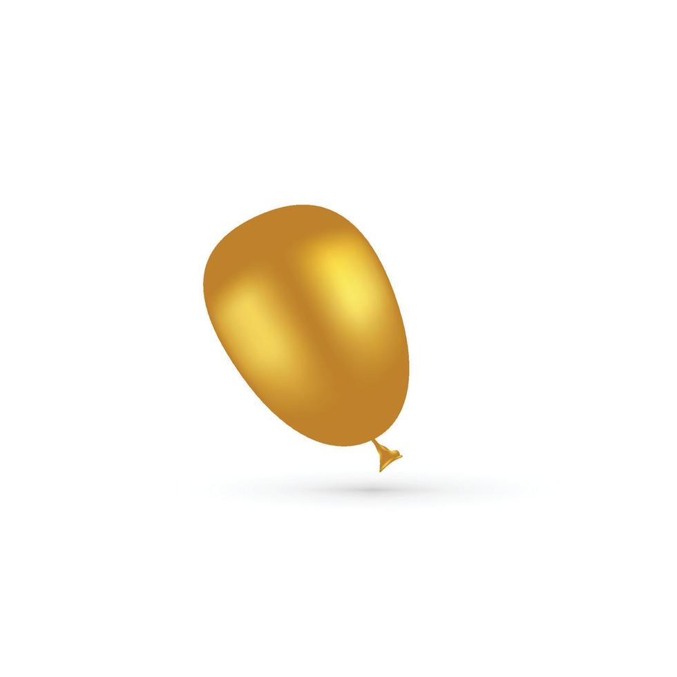 Ballon doré isolé 3d avec vecteur premium de fond blanc ombre