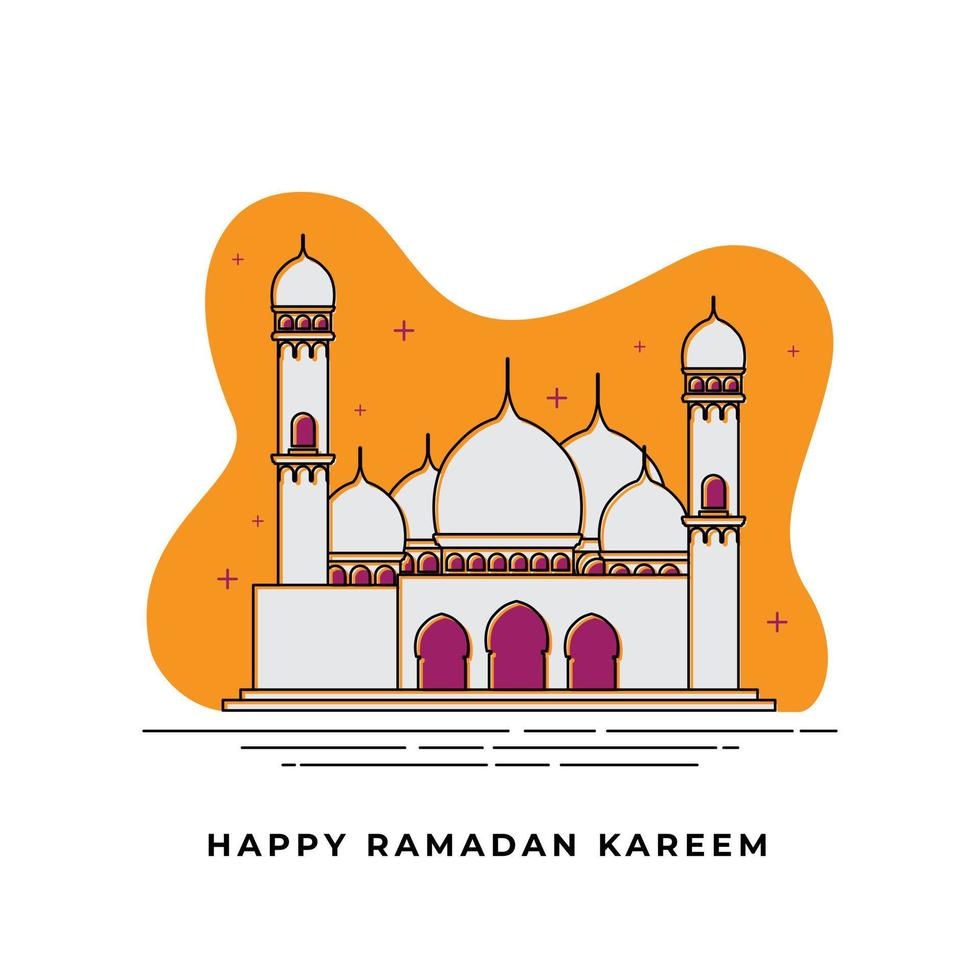 illustration vectorielle de mosquée ligne art. conception de modèle de ramadan kareem. vecteur