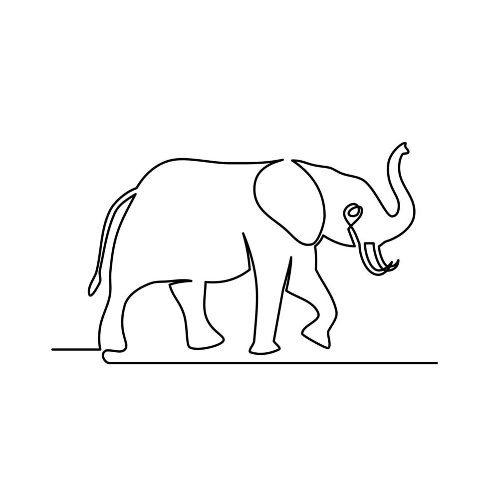 dessin d'une ligne continue d'animal éléphant. dessin en ligne continu d'éléphant animal. des modèles pour vos conceptions. illustration vectorielle vecteur