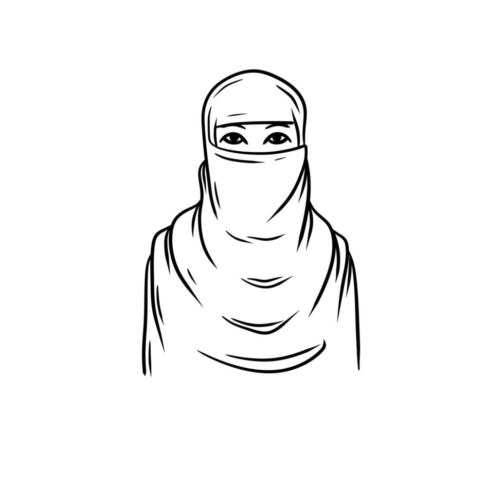 femme arabe en hijab. vêtements orientaux nationaux. foulard sur la tête vecteur