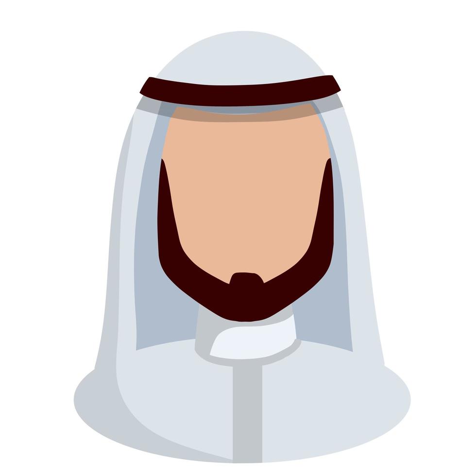 face à un homme arabe en tenue nationale blanche. avatar pour réseau social vecteur