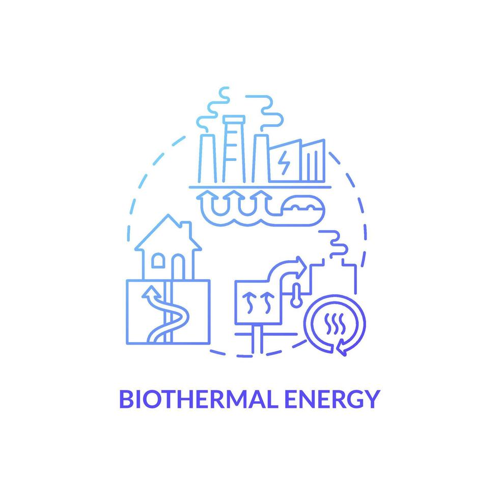 icône de concept de gradient bleu d'énergie biothermique. matières organiques compostage énergie idée abstraite illustration ligne mince. dessin de contour isolé. roboto-medium, myriade de polices pro-gras utilisées vecteur