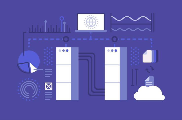 Ensemble d&#39;illustration de technologie de stockage en nuage vecteur