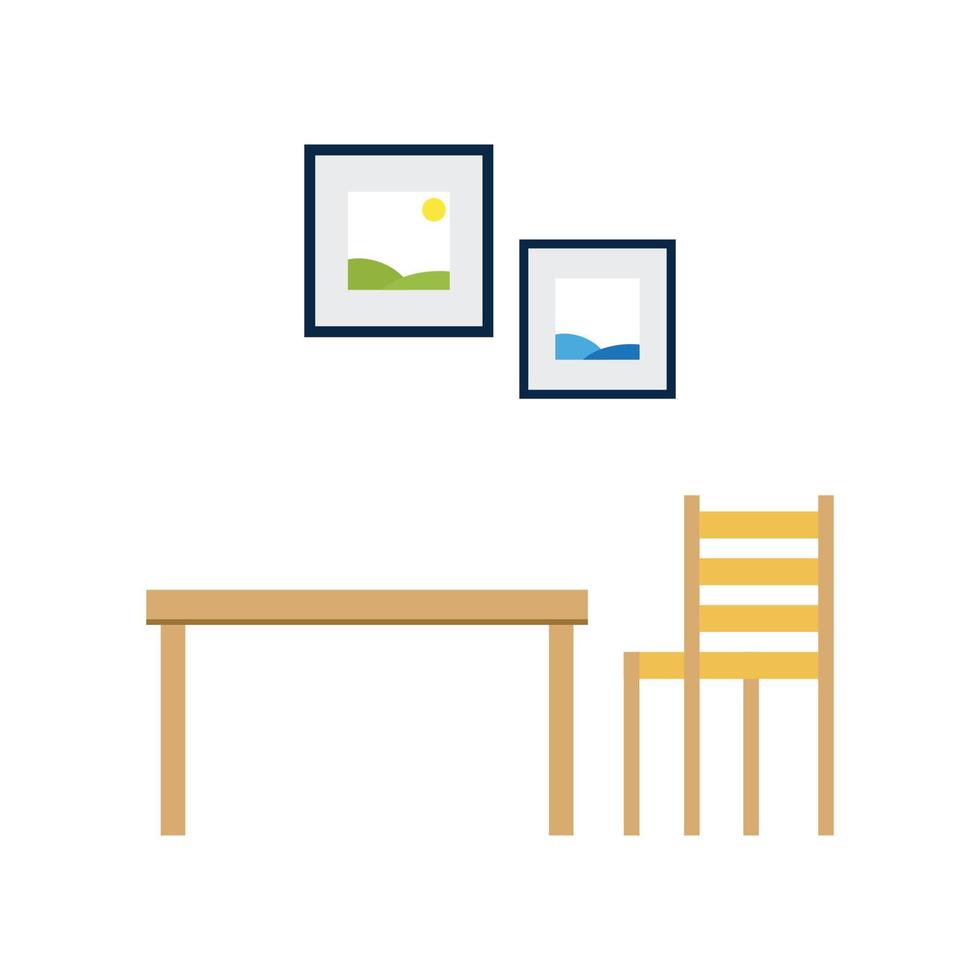 table à manger et icônes de chaise, illustration vectorielle plane vecteur