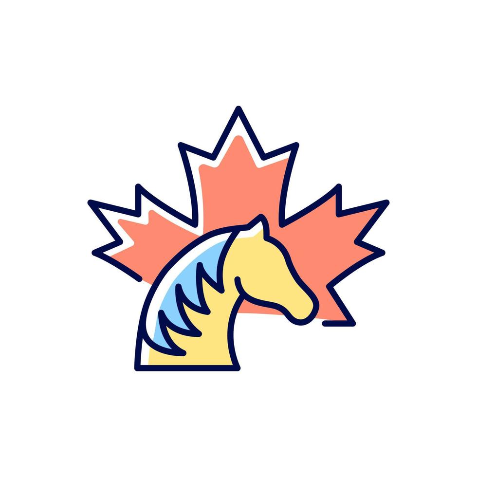 icône de couleur RVB du cheval canadien. patrimoine national et symbole du canada. emblème canadien officiel. race rare. étalon fort. illustration vectorielle isolée. dessin au trait rempli simple vecteur